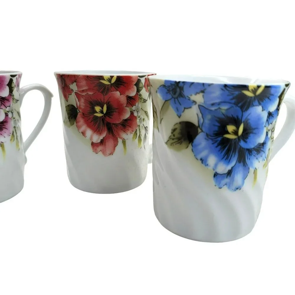 Sorelle Floral Coffee Mug Tea Cup Set Floral Fine Porcelain China Pretty! PD001 - Picture 4 of 10